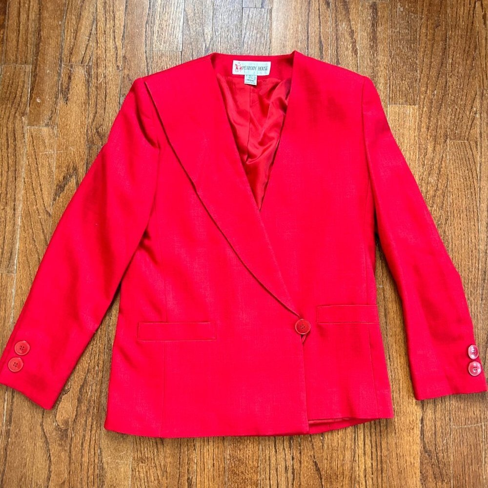 Vintage Peabody House Women Blazer Size Medium Red Professional Work Suit Jacket - Picture 5 of 12